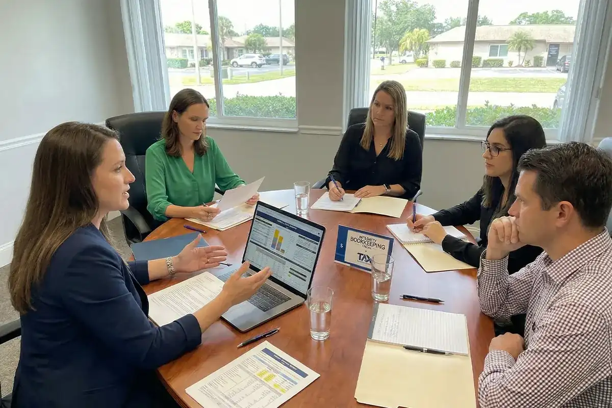 business tax strategist Sarasota, the Tax with Integrity team reviewing a client's tax strategy
